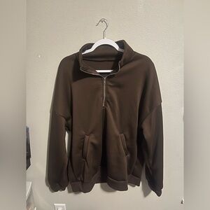 Brown Half Zip Hoodie